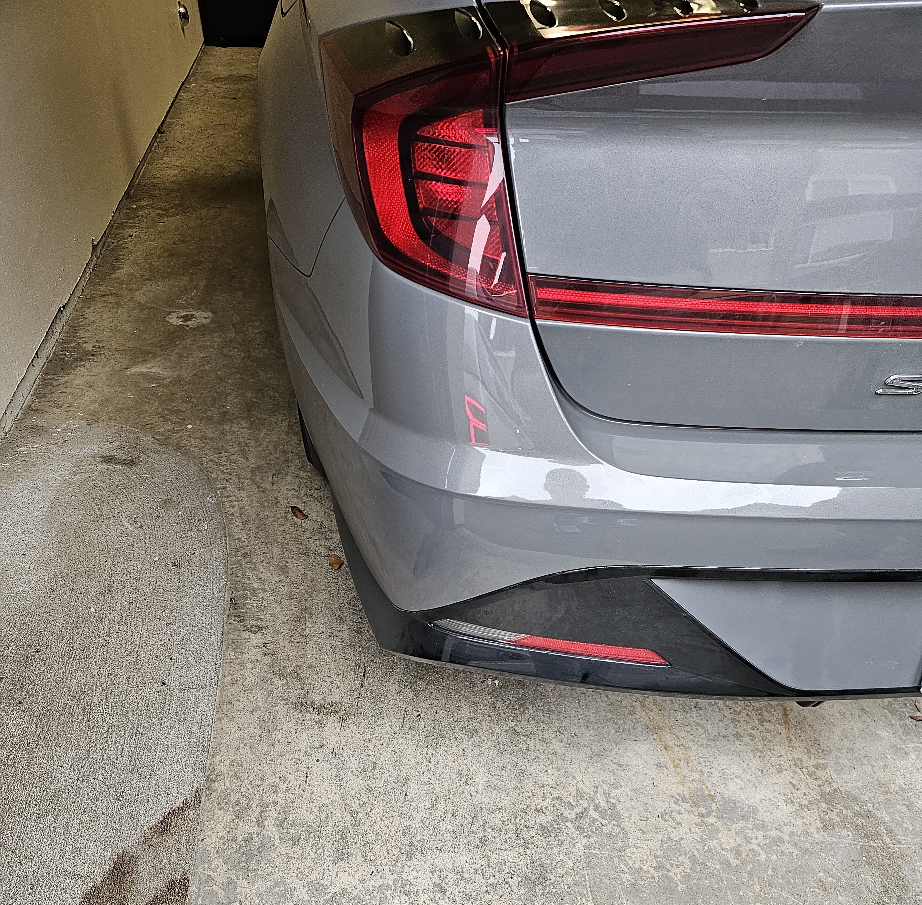 Paintless Dent Removal on a plastic bumper of a 2023 Hyundai Sonata. After Photo